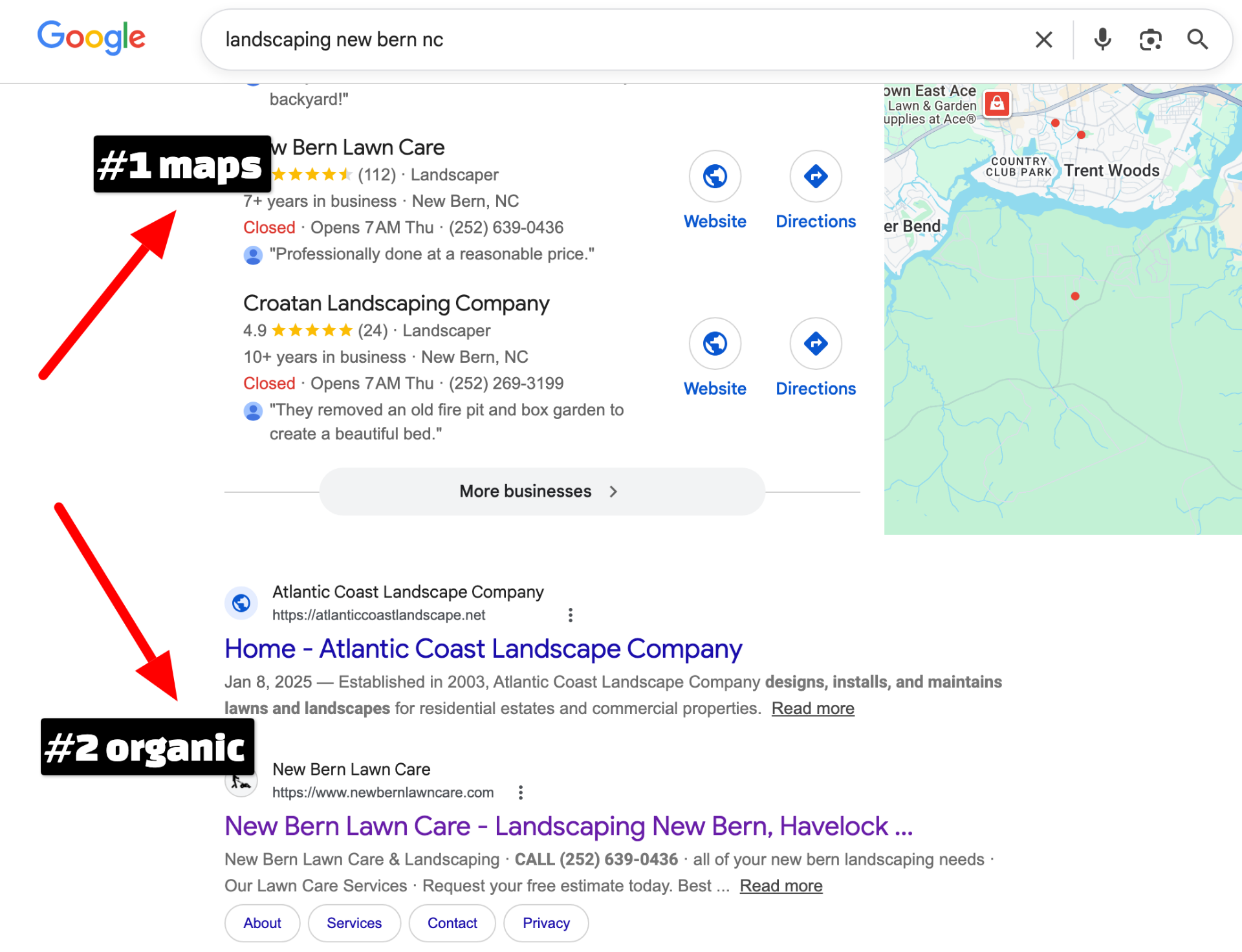 Google ranking screenshot for Tampa, FL